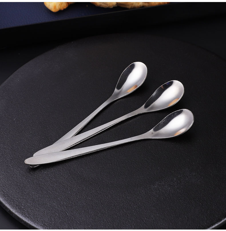 长柄勺子不锈钢调料勺加长把咖啡搅拌勺圆头小油勺餐馆厨师调味勺18cm