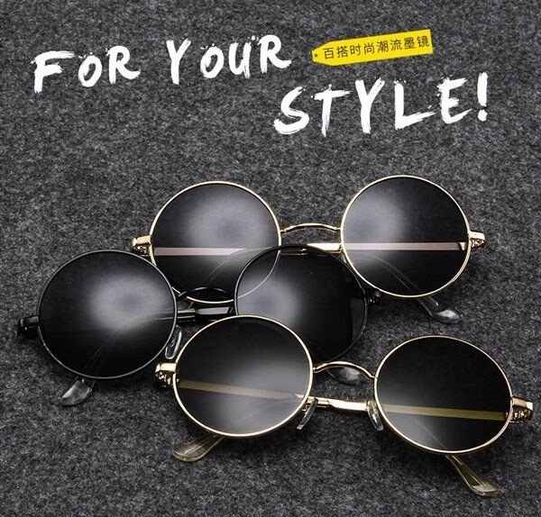 心墨染新品小圆墨镜风格民国眼睛园形瞎子盲人太阳镜太子眼镜小圆框