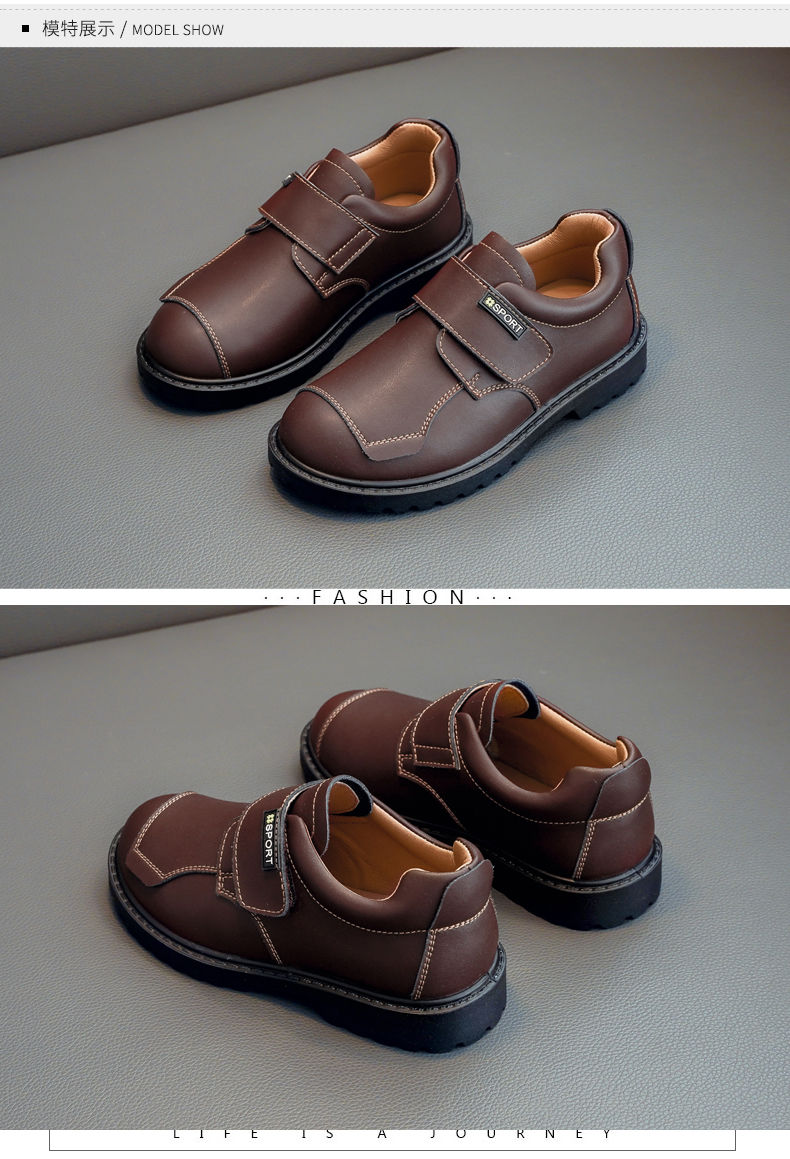 男童皮鞋黑色英伦风大童表演鞋儿童真皮鞋子学生单鞋3-14岁小男孩演出