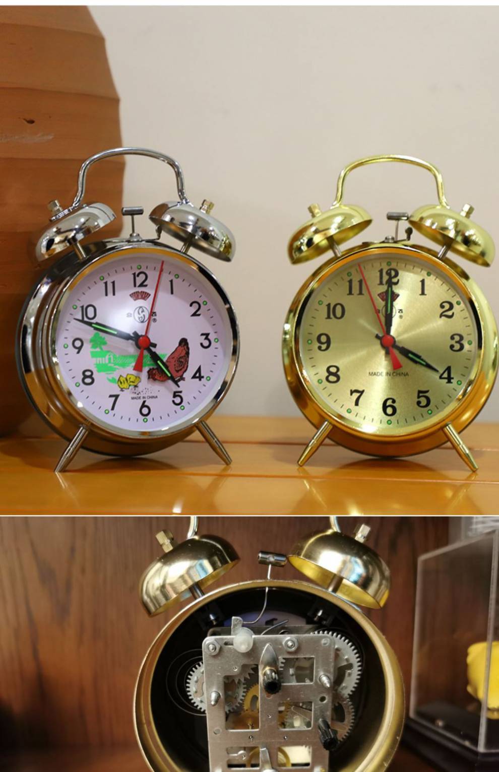 复古闹钟 闹钟强力叫醒特大铃声闹钟超响闹钟老款机械表发条老式复古