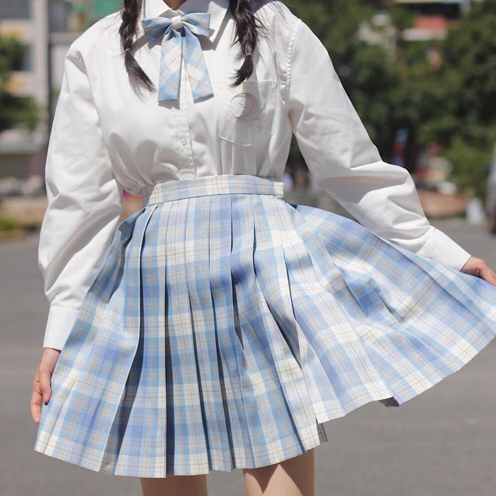 exemaba冰淇淋jk高腰百褶半身裙日系学院风半身裙日系少女学院风短裙