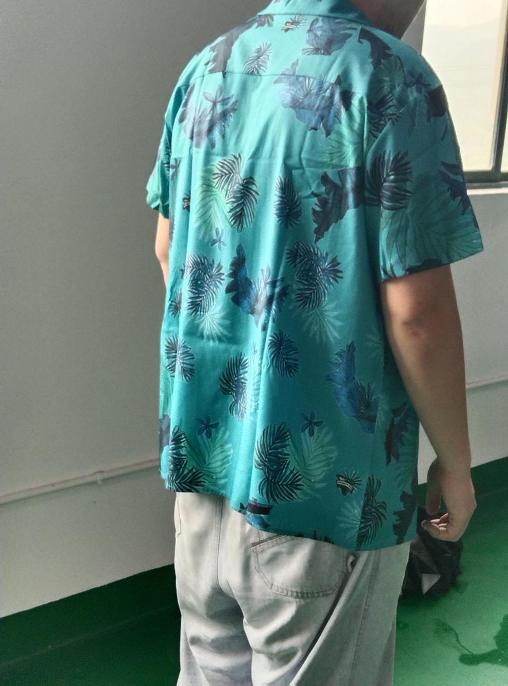 衬衫男夏季罪恶都市美式西海岸gta夏威夷花衬衣t恤qjw 蓝色 尺码偏大