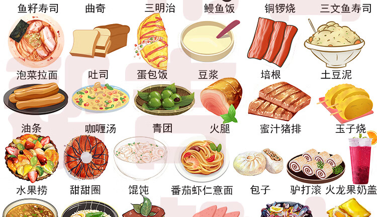 账本菜单本手帐贴纸美食食物自制菜单贴合集中餐家庭手绘风diy食谱贴