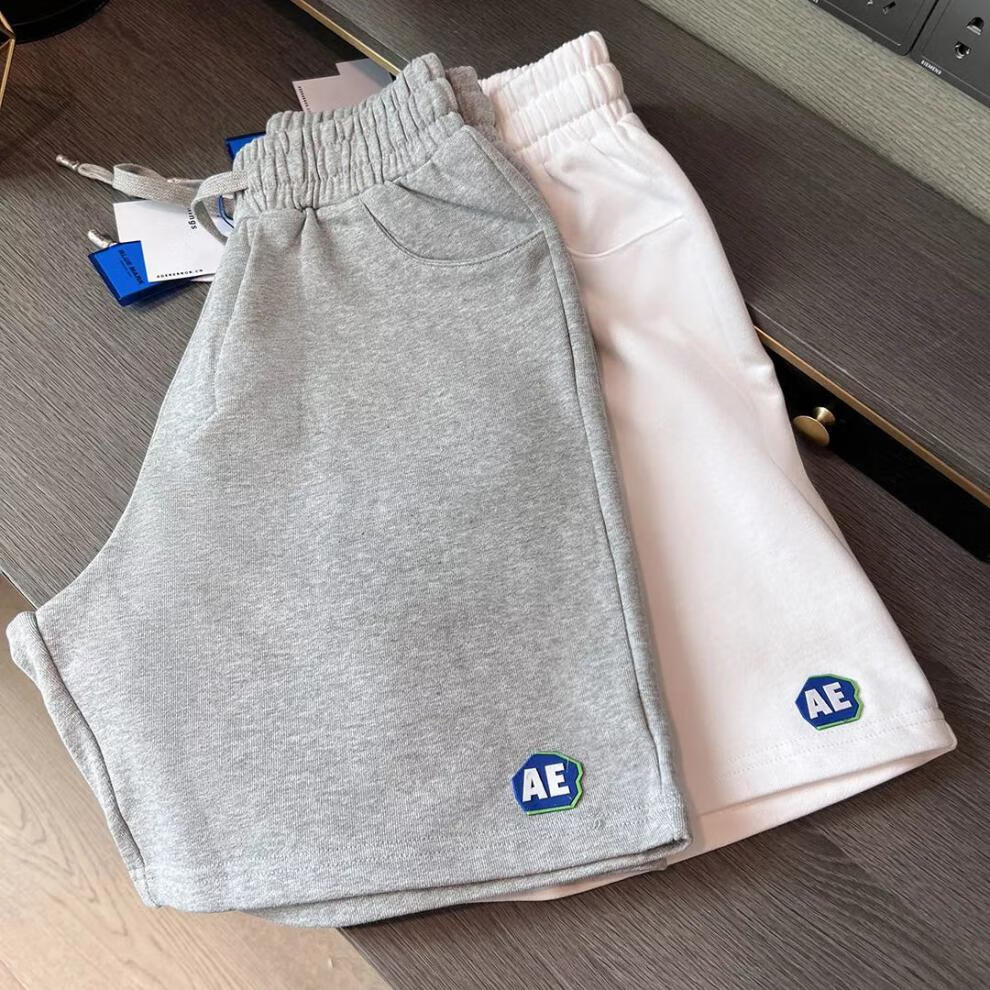 ader官方旗舰本短裤女ae字母夏季休闲宽松五分裤子男抽绳 黑色 a1