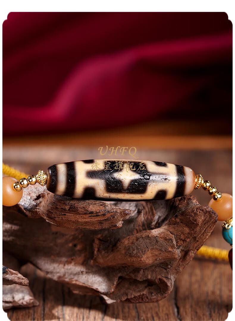 uhfq十字佛天珠锁骨链项链西藏玛瑙佛珠九眼石页岩原石藏式饰品十字佛