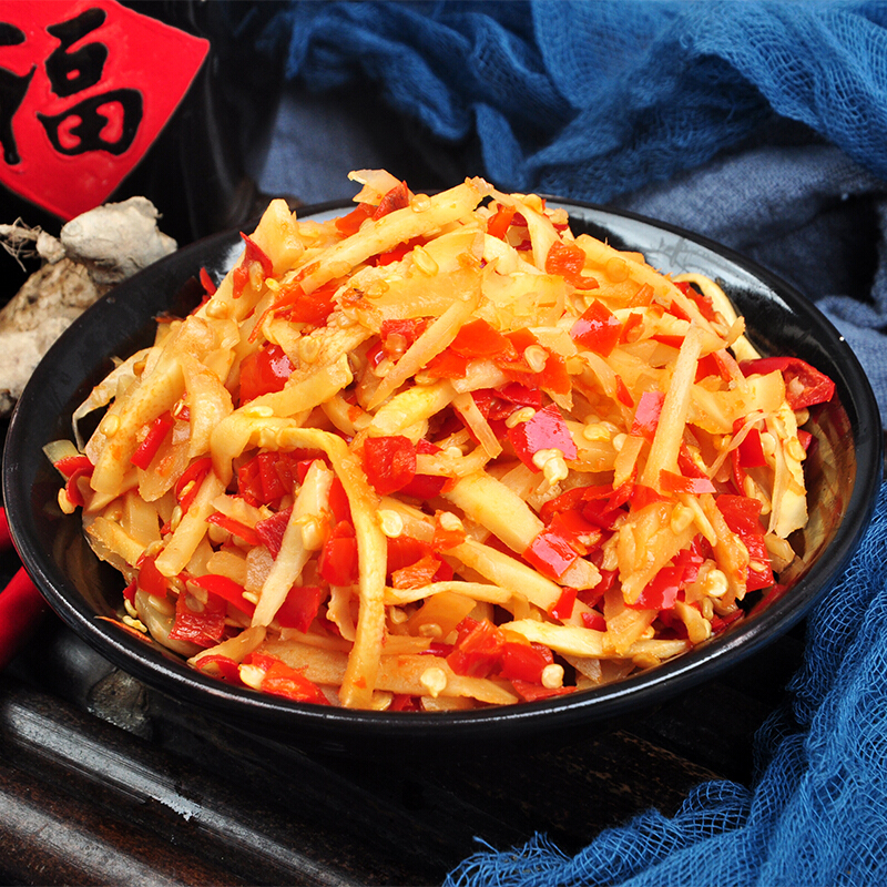 姜丝湖南特产农家坛子菜剁椒姜丝即食下饭菜腌姜腌泡酱菜零食500g