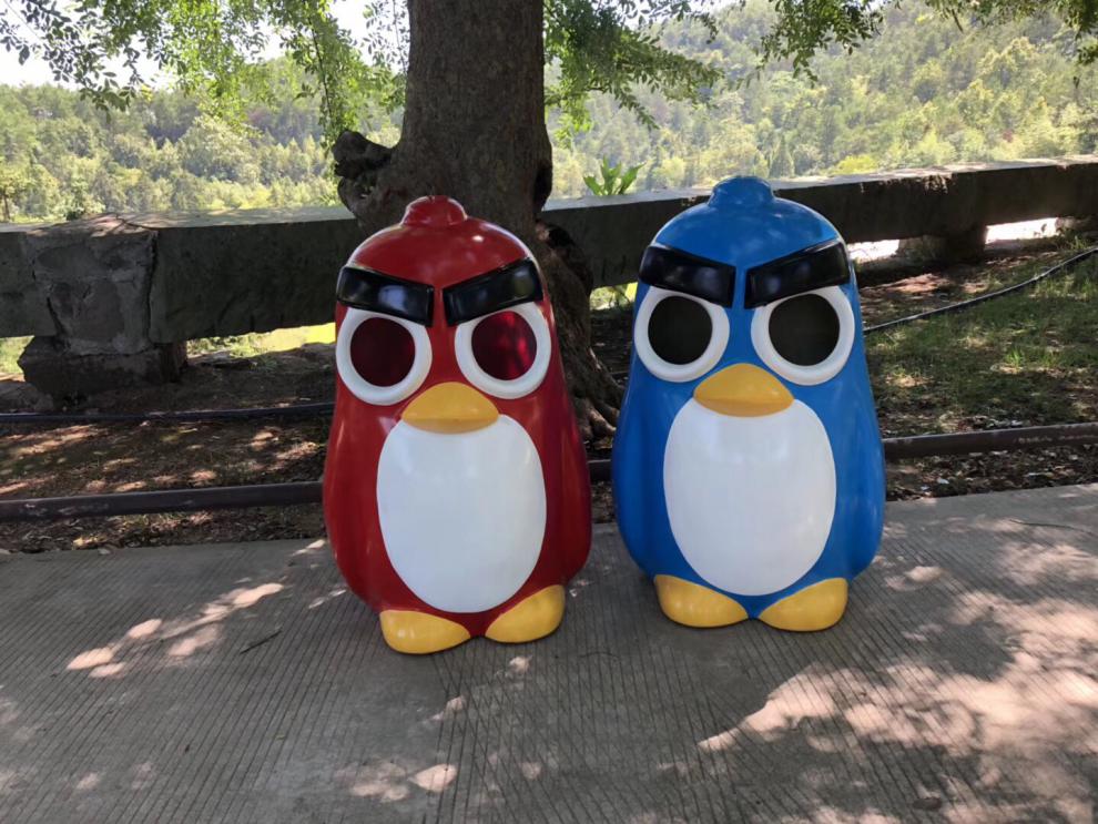 室外可爱垃圾桶户外卡通大号垃圾箱玻璃钢果皮箱优工坊 猴子50*55*80