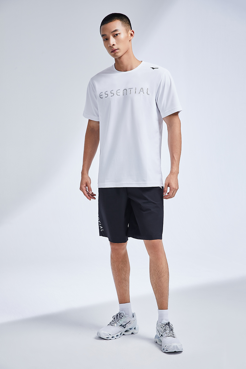 mizuno美津浓男新款陶瓷微晶防晒印花essential城市休闲短袖t恤20浅蓝