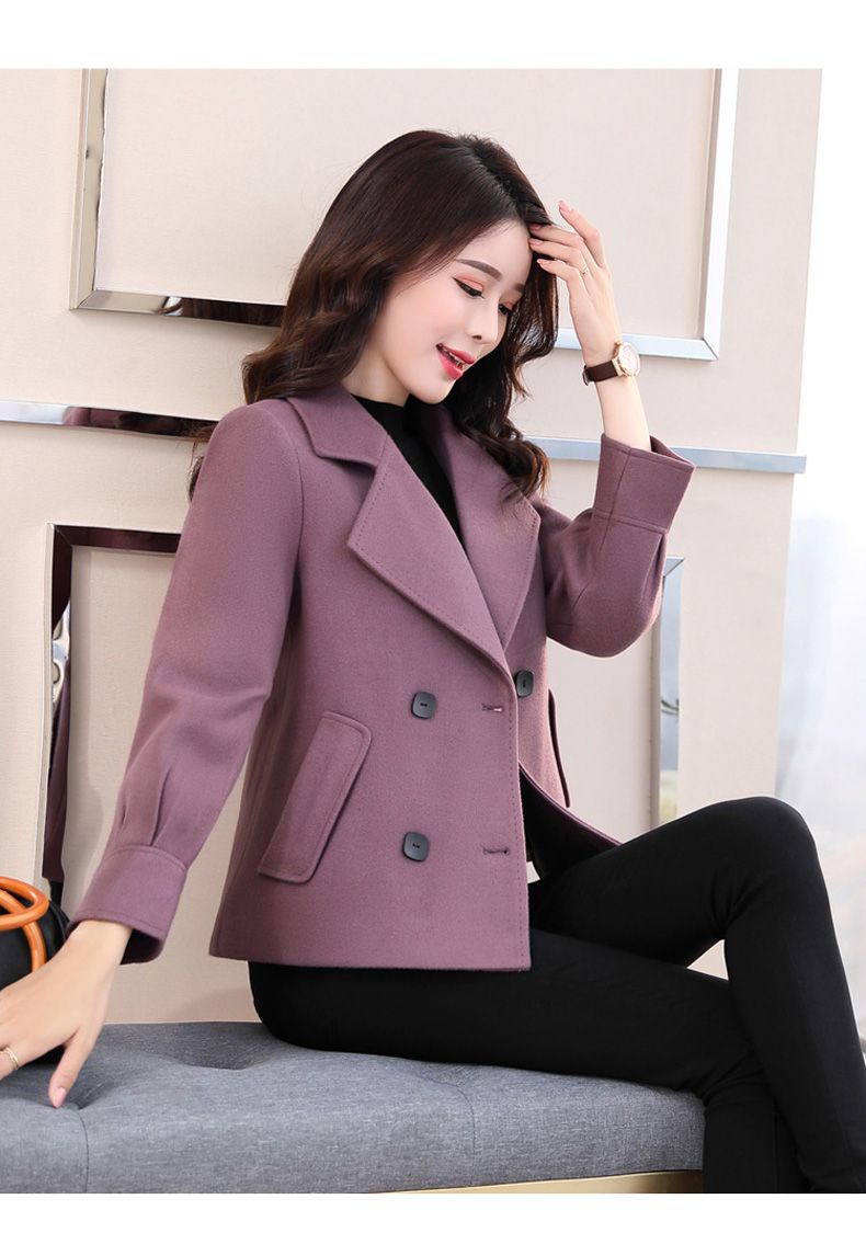 外套女春秋矮个子韩版矮个子毛呢女短款春秋新款外套韩范小西装呢子短