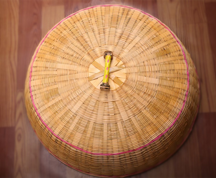 竹编菜罩防蝇罩食物罩防尘竹盖竹罩竹制品餐桌罩水果罩竹编罩 纱布款