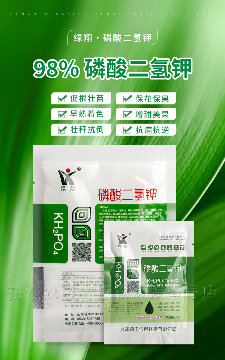 磷酸二氢钾叶面肥花肥料高钾肥家庭园艺盆栽通用植物室内多肉 绿色50