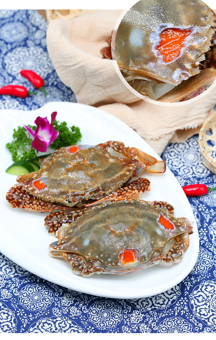 老扣5只装飞机蟹宁波红膏呛蟹炝蟹鲜活腌制生吃整只即食梭子蟹68两只