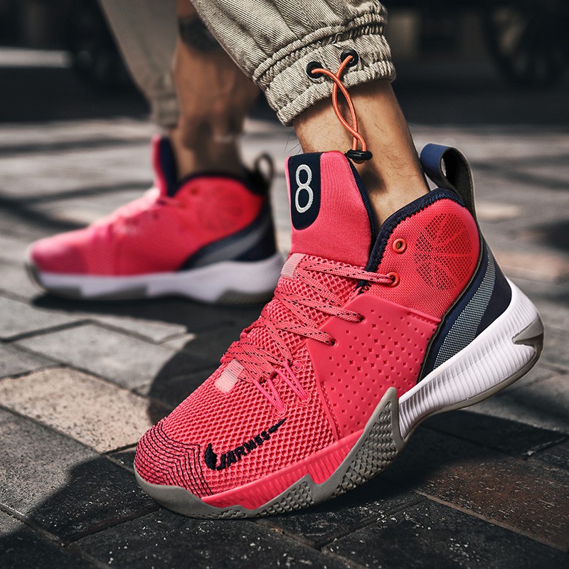 更低价喜奏音速8low蓝球鞋男韦德防滑耐磨有响声青少年运动球鞋黑红39