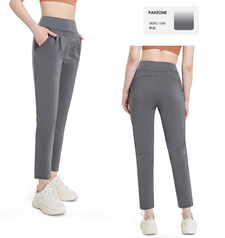 休闲运动裤女宽松显瘦健身裤直筒九分裤跑步训练速干瑜伽长裤妖黑色