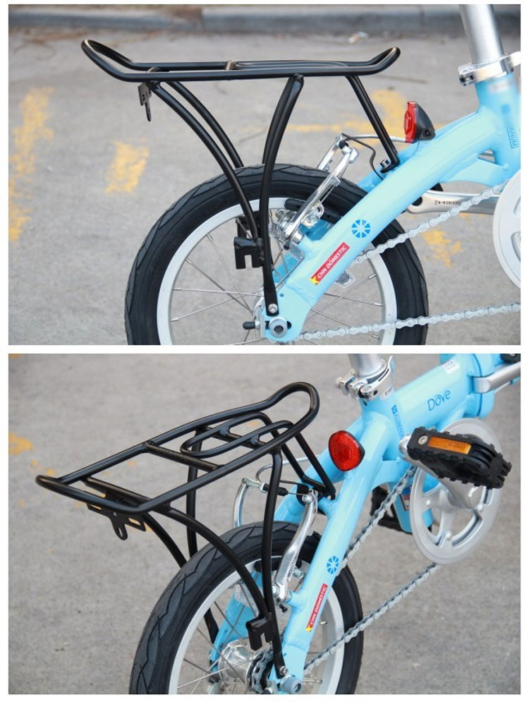 14寸自行车后货架铝合金尾架14寸折叠车后衣架折叠车超轻行李架银色