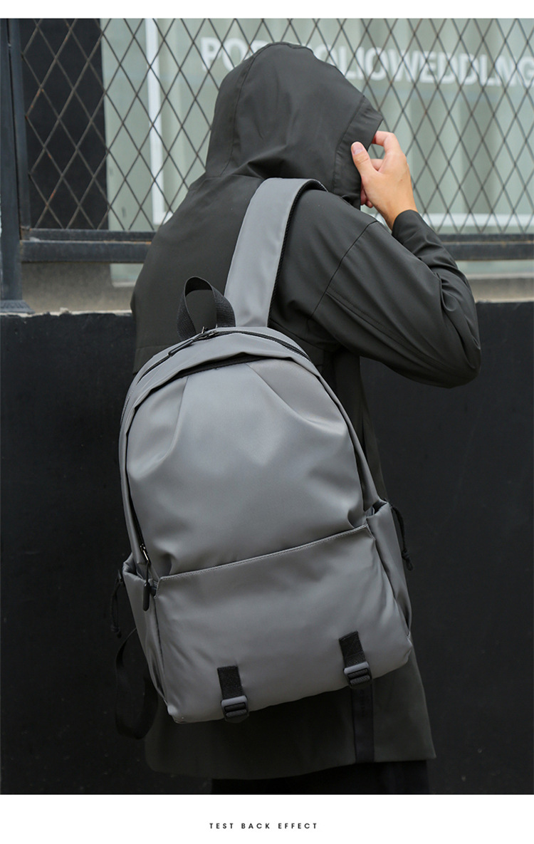 潮男背包防泼水尼龙双肩包男士商务电脑包休闲运动旅行包灰色
