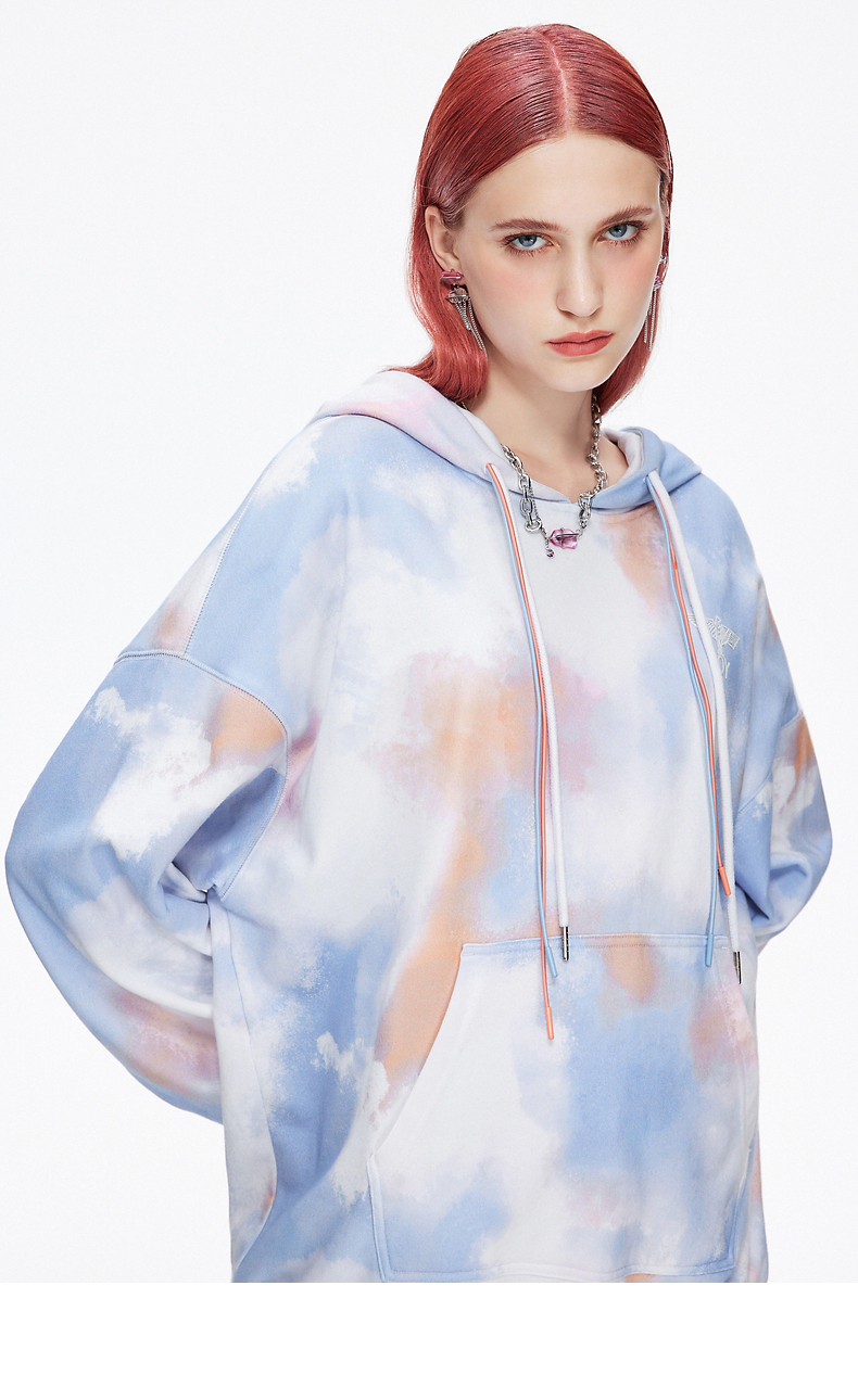 boy london 2021秋季新款多色印染撞色设计三色抽绳情侣连帽卫衣 b213