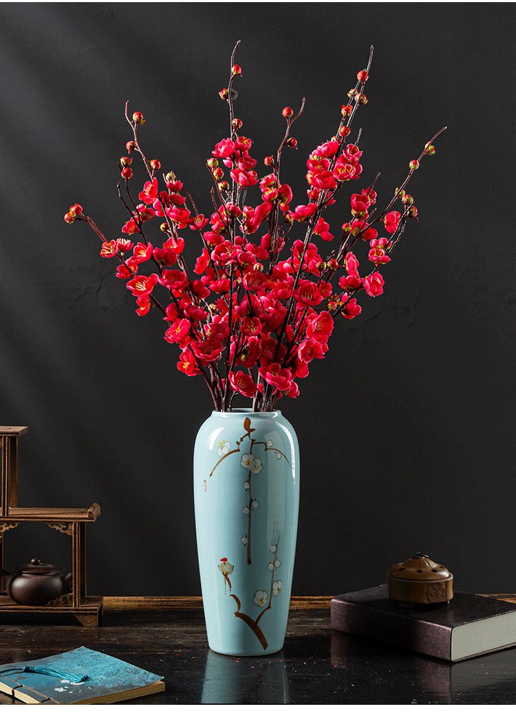 梅花仿真花腊梅假花摆设客厅摆件装饰红梅干花束中式插花 一剪梅(大