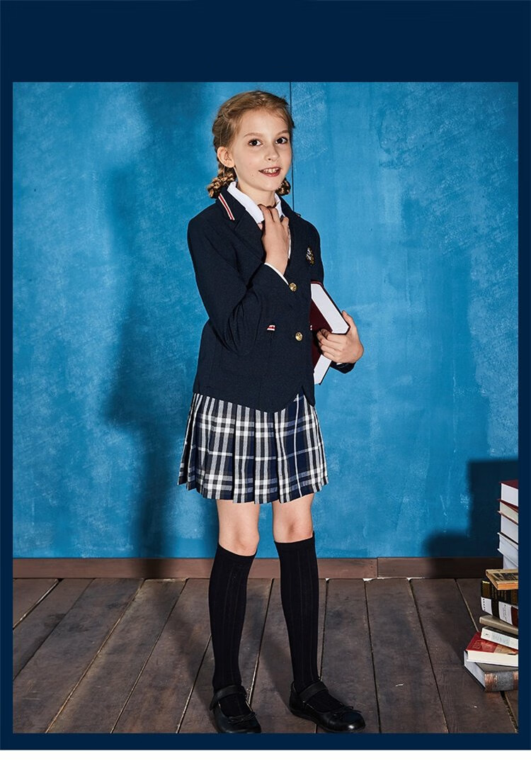 桢译伊顿纪德夏季校服学院风淑女百褶裙女童格子短裙幼儿园服中小学生