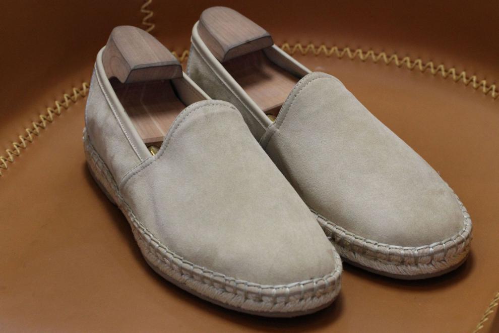 cl男士复古风意式胎羊皮高定西装手工乐福鞋渔夫鞋深蓝39