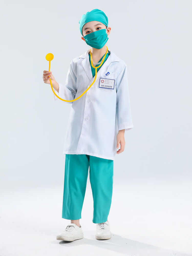 士尼旗舰店儿童小医生服装角色扮演白衣天使服纯棉套装幼儿园白大褂