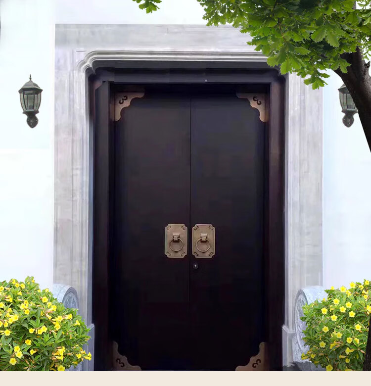 纯铜大门包角中式仿古黄铜门边木门别墅门铜包边铜片角片门槛角花