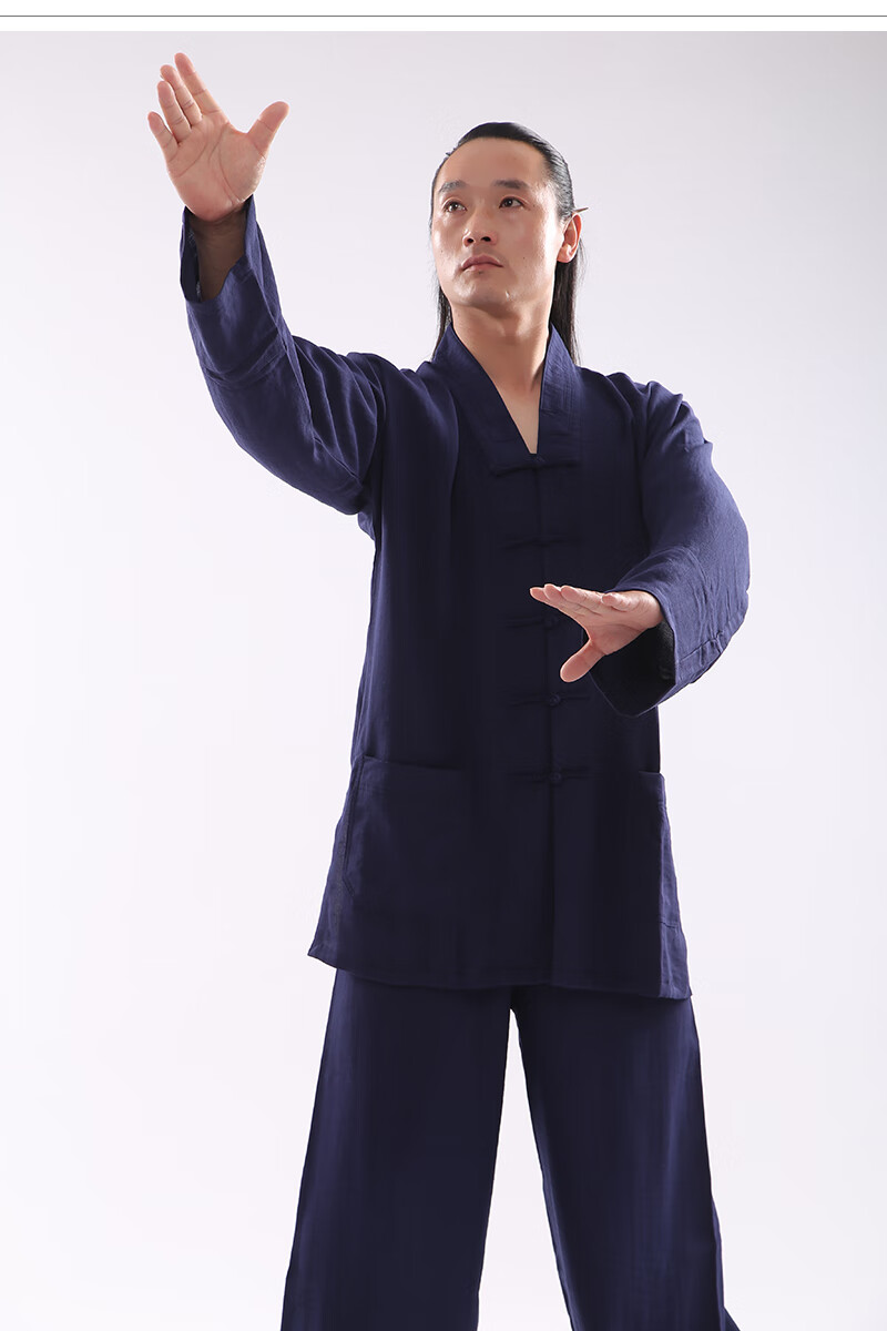 琪澳韵琪澳韵武当道服蚕丝麻道士服装中国风男女士道袍三宝领道衣太极