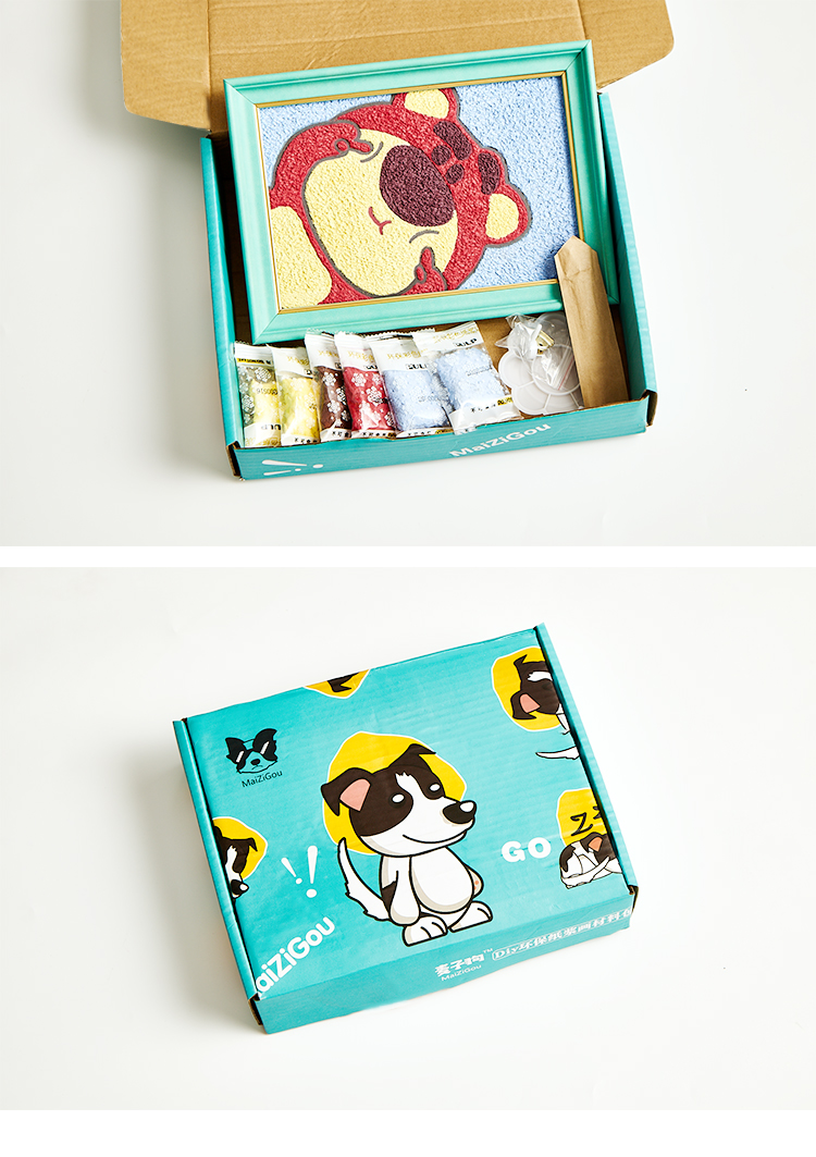 纸浆泥手工画新抖音网红国潮草莓熊系列纸浆画手工di