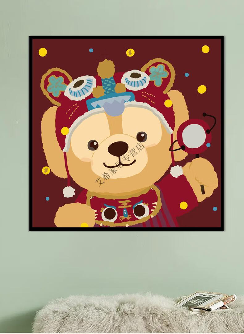 达菲迪士尼diy数字油画手绘填充填色油彩画儿童卡通挂画装饰画画 rs