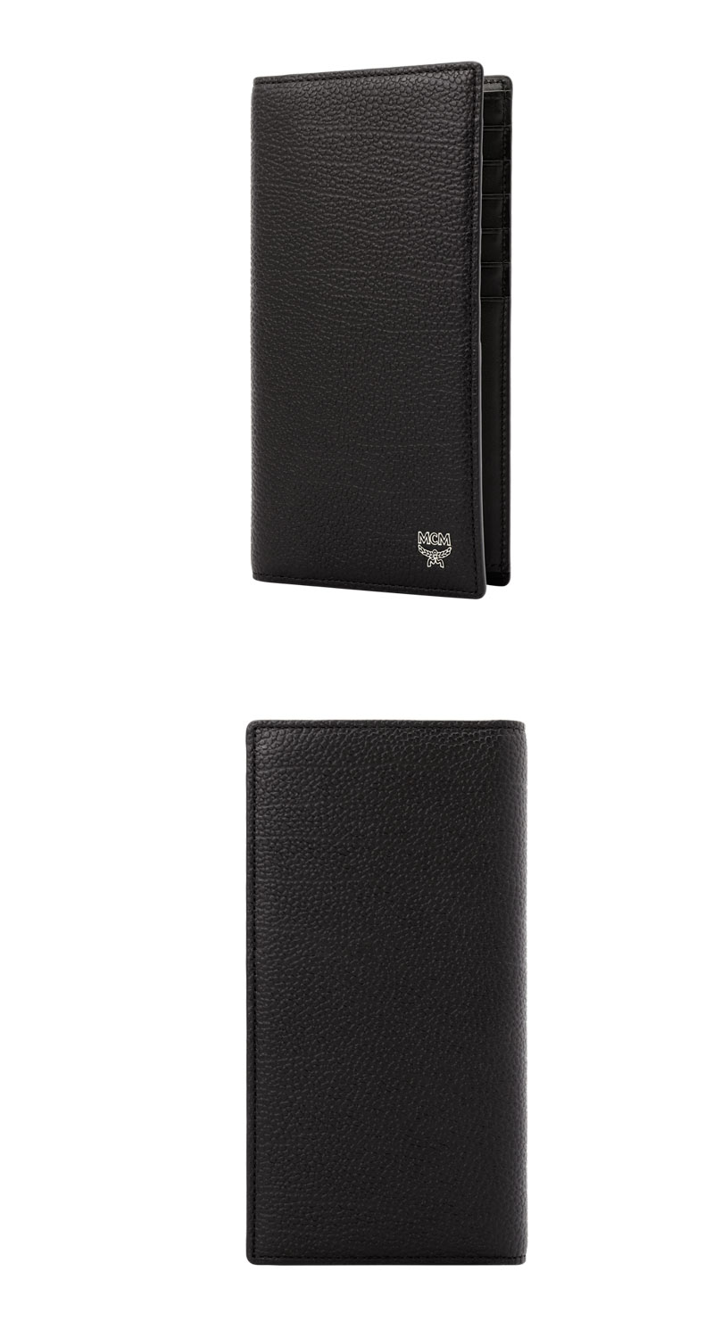 情人节礼物mcm男士黑色灰色粒面牛皮多卡位长款钱包钱夹灰色