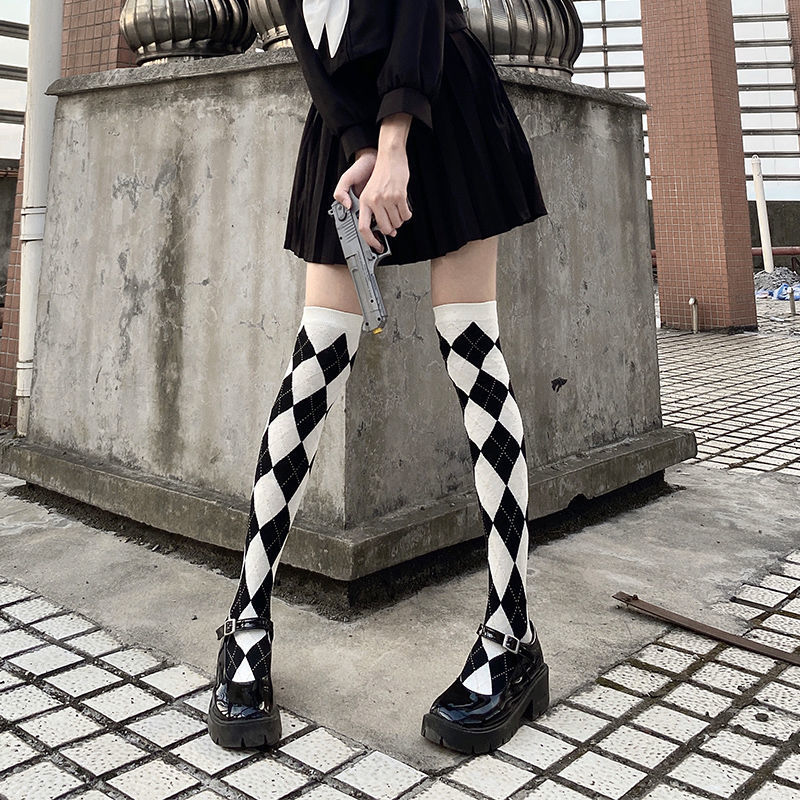 长筒袜女过膝加长大腿袜春秋款少女学生洛丽塔高筒jk长袜子学院风复古