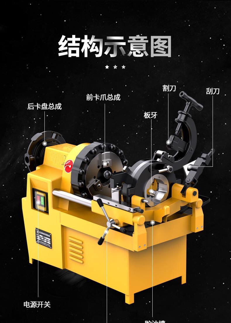 消防水管加工套丝机镀锌管套丝机4寸3寸2寸套丝机好绞丝机2寸套丝机