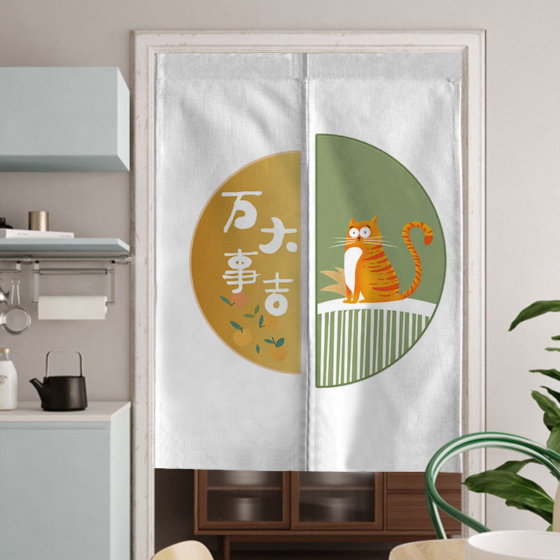 厨房门帘半截 2021年新款门帘隔断卧室家用免打孔伸缩杆帘子厨房卫生