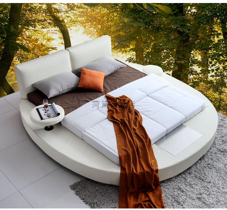 圆床大圆床双人床榻榻米大小户型现代简约主卧皮艺婚庆床工厂直销单床