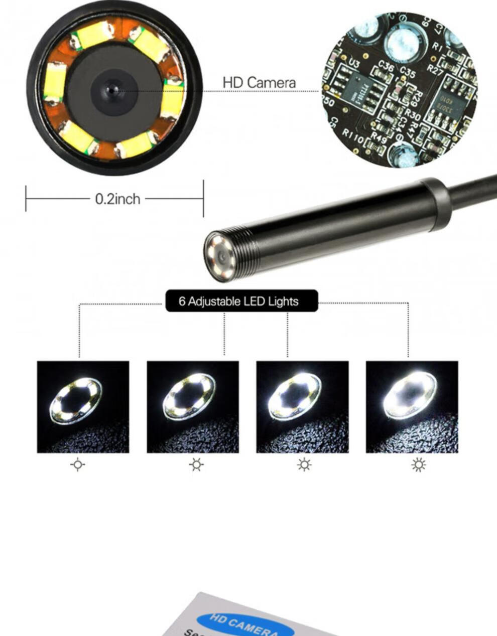 500万内窥镜高清摄像头防水汽修工业管道空调手机微型探头情趣5.5 5.
