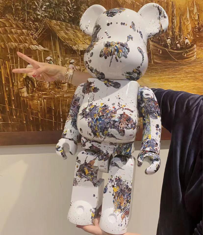 梵高暴力熊摆件大号bearbrick 1000% 70cm暴力熊积木熊梵高电镀潮流