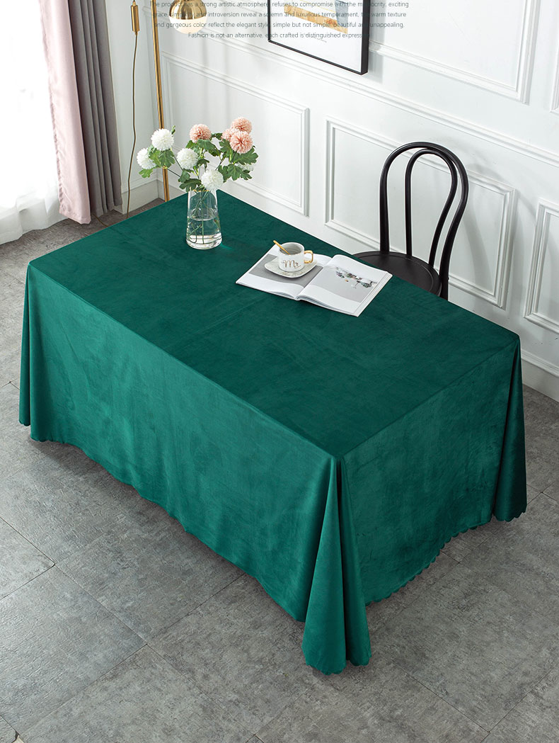 高品质会议桌布办公长方形台布墨绿色绒布桌套梳妆台桌布毛绒绒的044