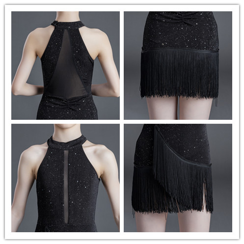 女童拉丁舞服装春夏少儿童连体舞蹈练功服考级比赛规定表演练习服黑色