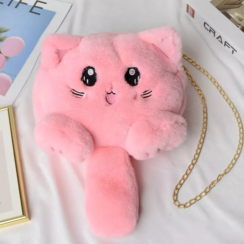 caruikater ck风包包蒙娜丽莎大东新款秋冬仿兔毛小猫包包毛绒猫咪包