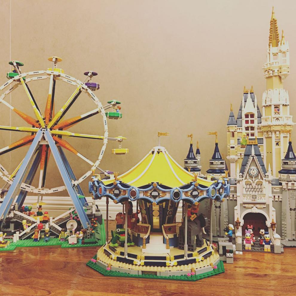 乐高lego游乐园街景系列摩天轮旋转木马电动过山车d小丑庄园c拼插积木