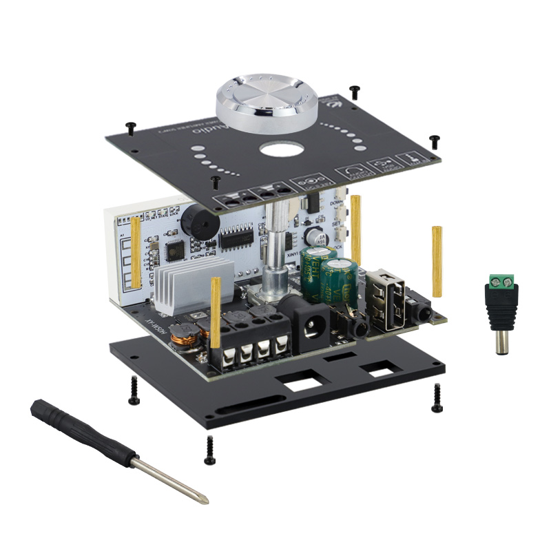 hifi级50w2立体声蓝牙数字功放板模块带wifi授时时钟欣易xyw50l绿色