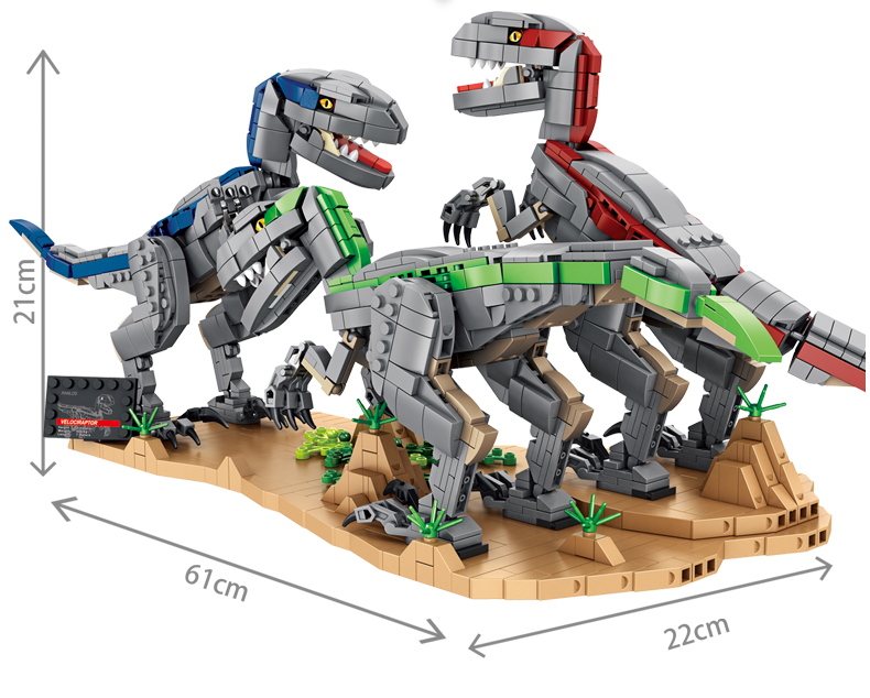 潘洛斯侏罗纪恐龙拼装积木化石模型霸王龙三角龙男孩小颗粒玩具礼物