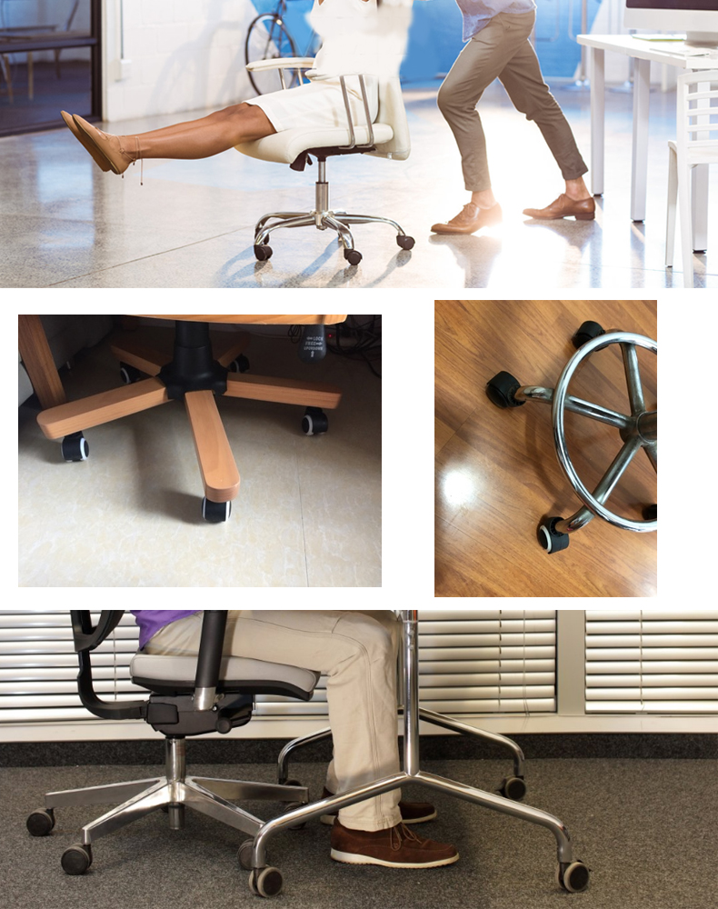 万向轮轮子转椅座椅老板椅电脑椅办公椅配件尼龙塑料静音滑轮浅灰色