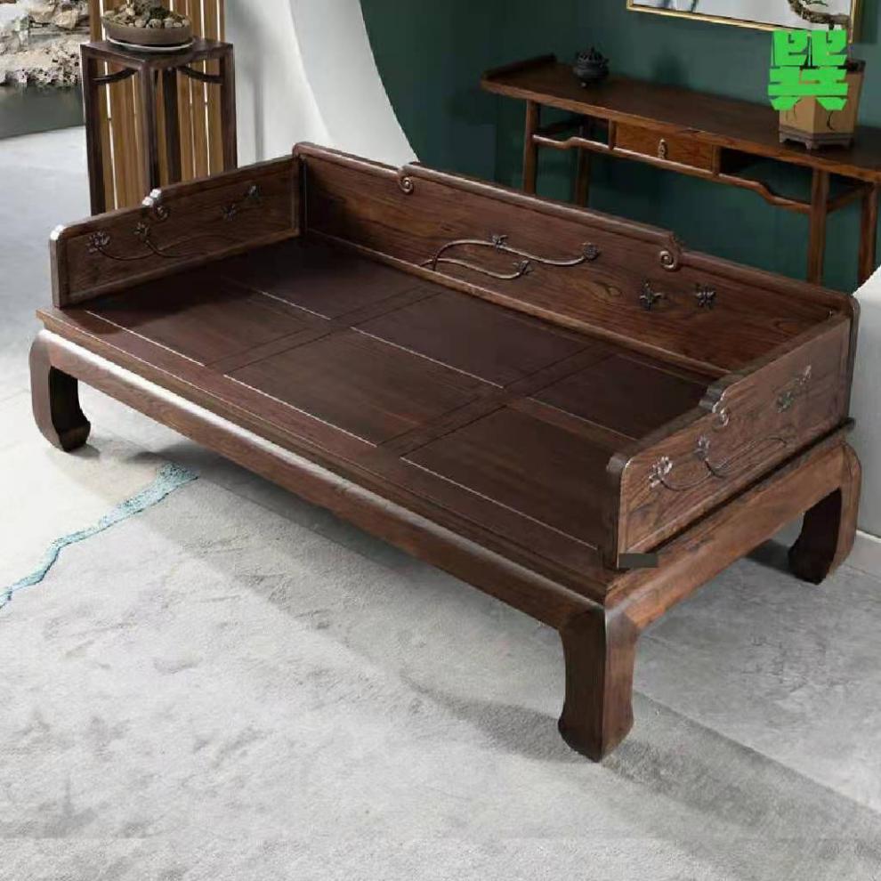 木头沙发 客厅榆木罗汉床中式罗汉床实木新中式罗汉塌明清沙发单人床