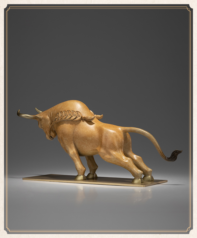 铜师傅 全铜摆件《牛财旺盛》家居饰品 铜工艺品 客厅 礼品摆件