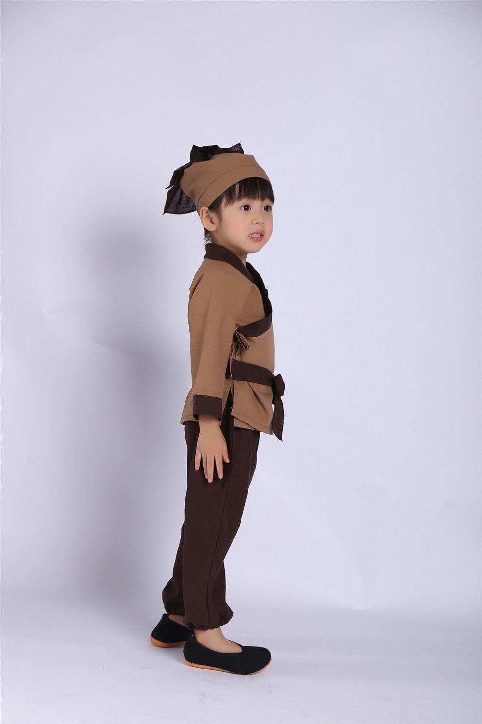 童装小和尚衣服儿童古装女童童和尚服宝宝书童国学汉服男童锄禾服装