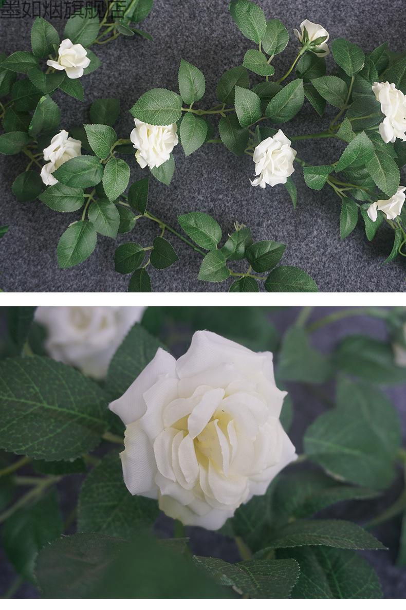 仿真玫瑰花藤月季藤蔓假花条空调管道装饰花藤缠绕塑料花壁挂吊顶