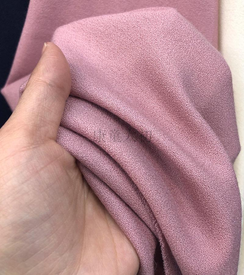 美利奴羊毛弹力绉纱面料新品纯色精纺全毛垂坠高定西装连衣裙布料暗红