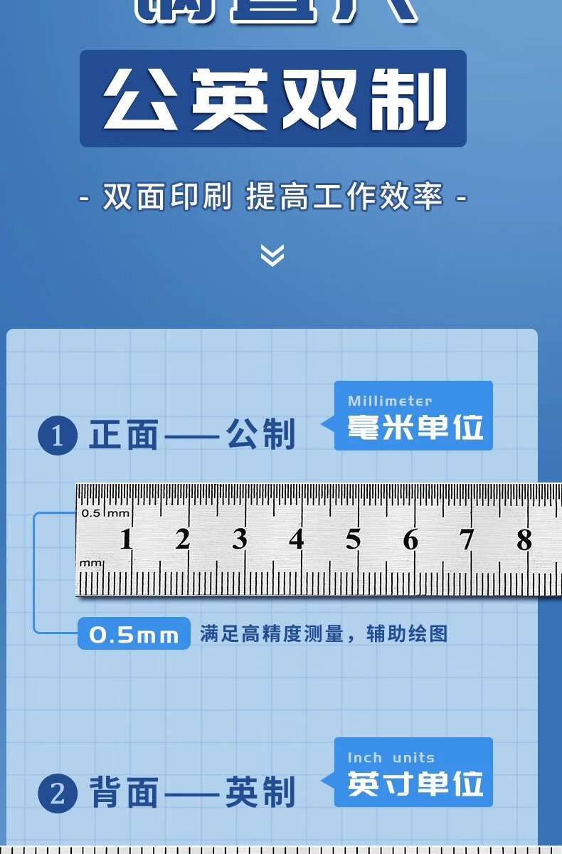 13，【精選】透明直尺子直尺小學生專用格尺多功能15/20/30cm40厘米兒 2把40cm