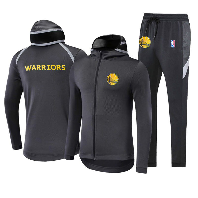 同款nba湖人篮球出场服套装运动外套男定制连卫衣帽热身服篮网勇士队